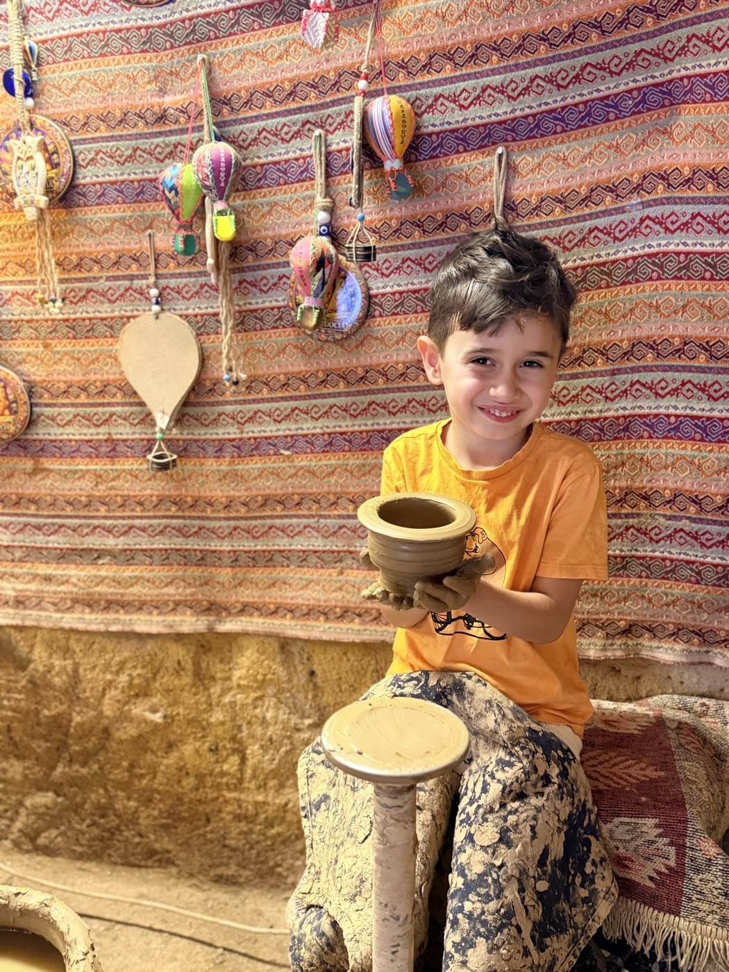 A hand-made clay pot