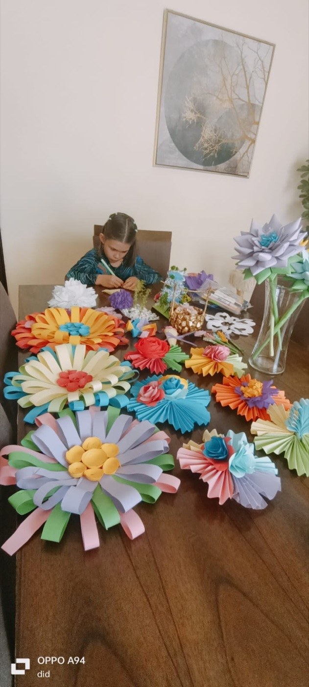 A bouquet of paper flowers